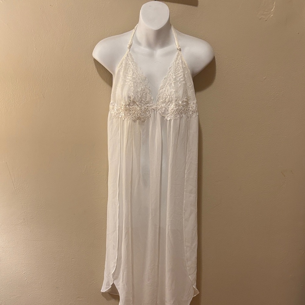 Linea Donatella Cream Lace Halter Chemise